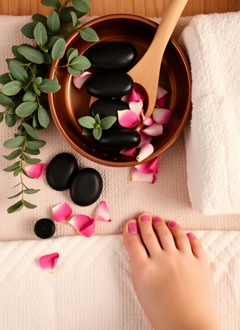 Spa pedicure with hot stones