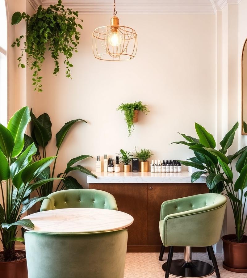 Sage-toned salon interior