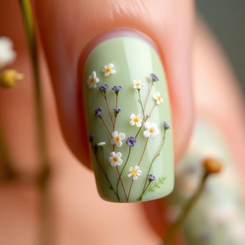 Floral wildflower nail art